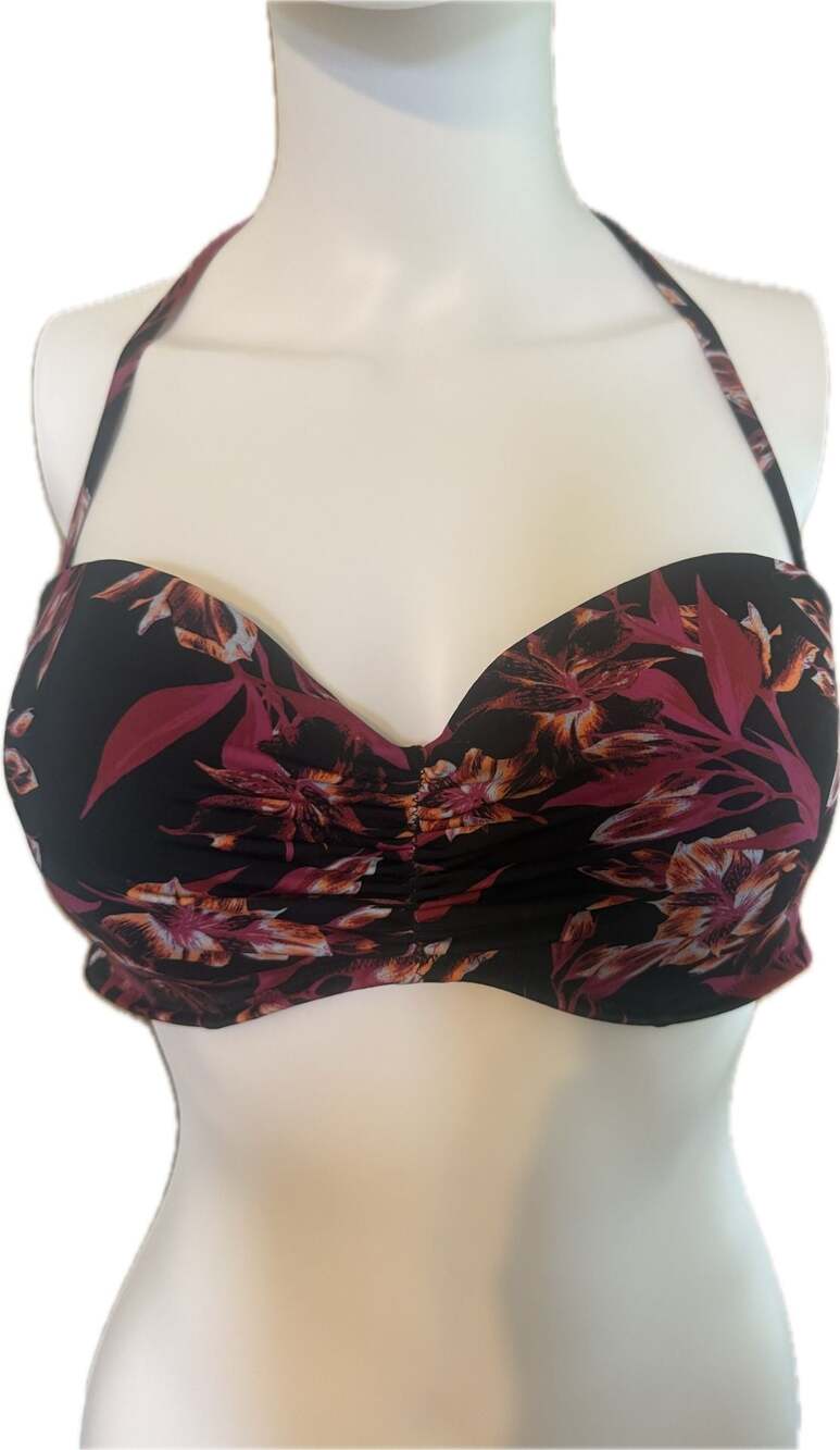Adore Me Floral Print Underwire Halter‎ Bikini Swim Top Size 32DDD